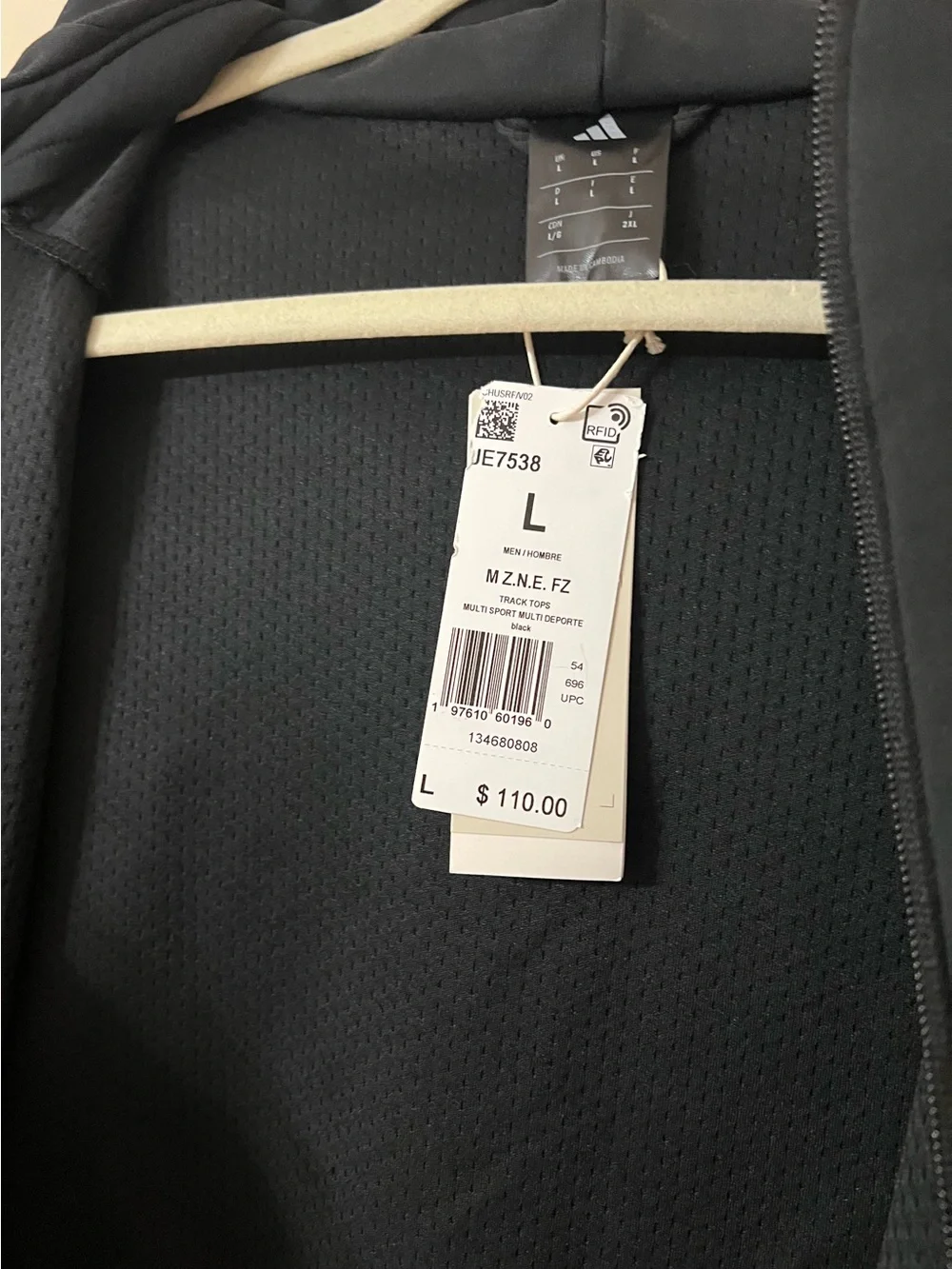 black adidas Z.N.E. Full-Zip Hooded Track Jacket Large